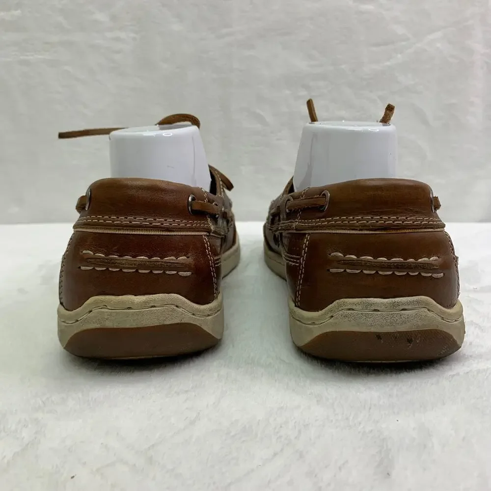 Tommy Bahama Mens 9 Captain Leather Boat Shoes Brown Slip On Shoes Casual
